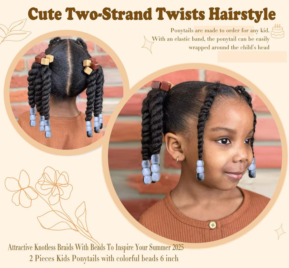 YOROSTAR two-strand twists with beads for quick, tangle-free styling.