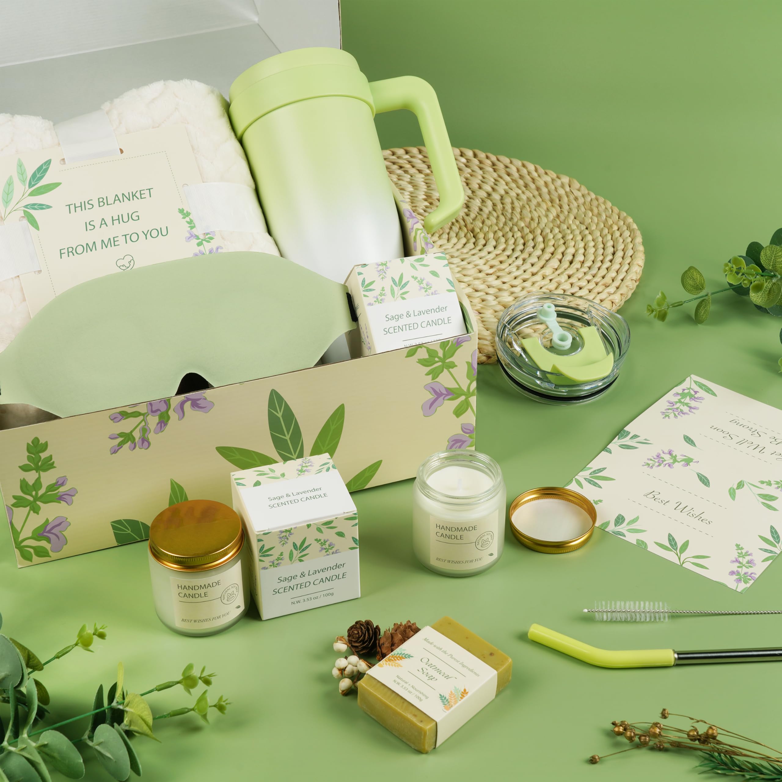 Yosamio sage candle natural wax enhances calm, aiding gentle wind-downs