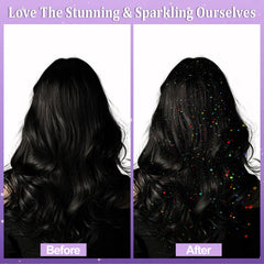 Yosca glitter spray on hair and clothes creates holographic shine without heavy residue.