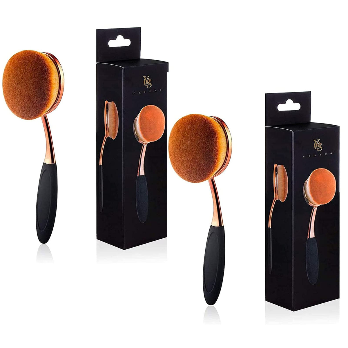 The Yoseng oval foundation brush with toothbrush shape for fast, even makeup application.