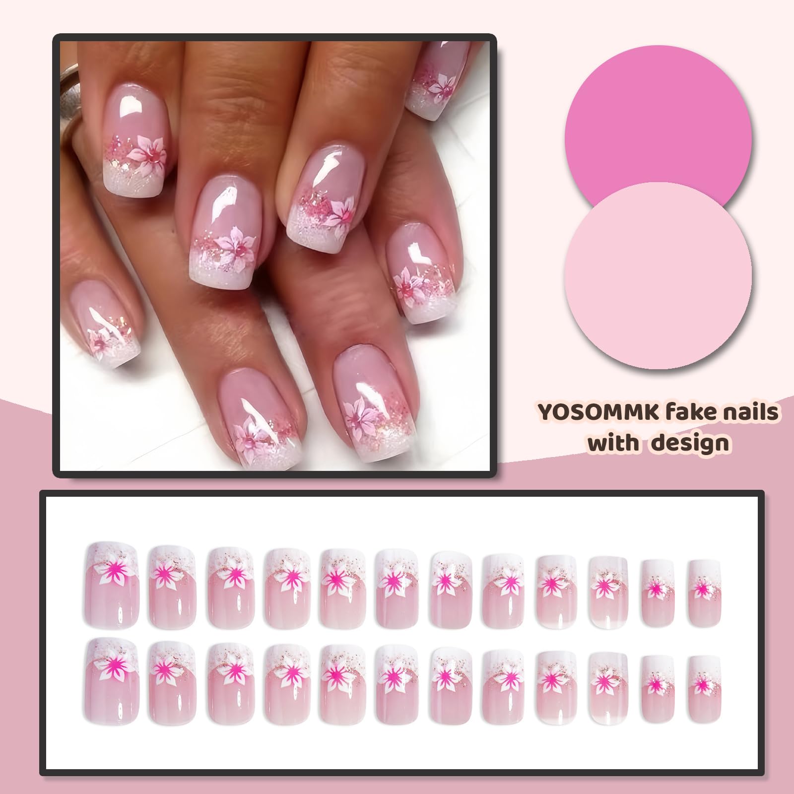 YOSOMMK ABS material press-on nails offer durable, flexible wear.