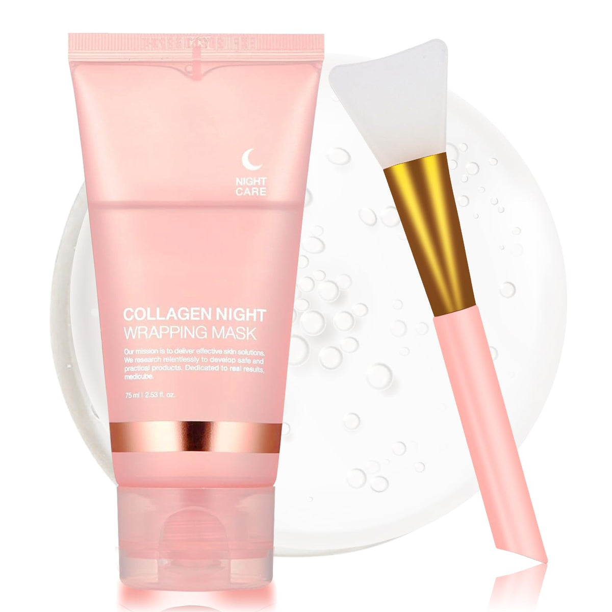 YOTOCK Collagen Night Wrapping Mask on face with brush for even nourishment