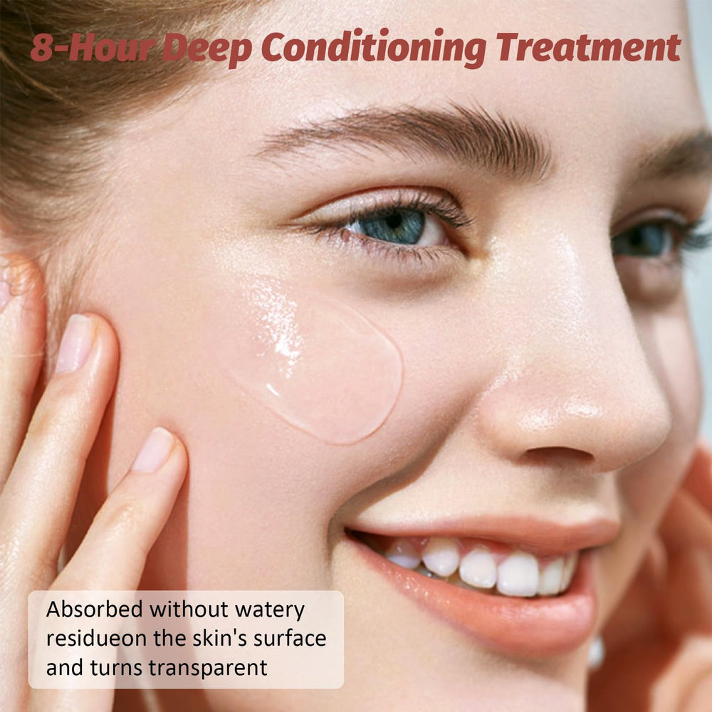 YOTOCK Collagen Night Wrapping Mask applying with brush to cheeks and forehead