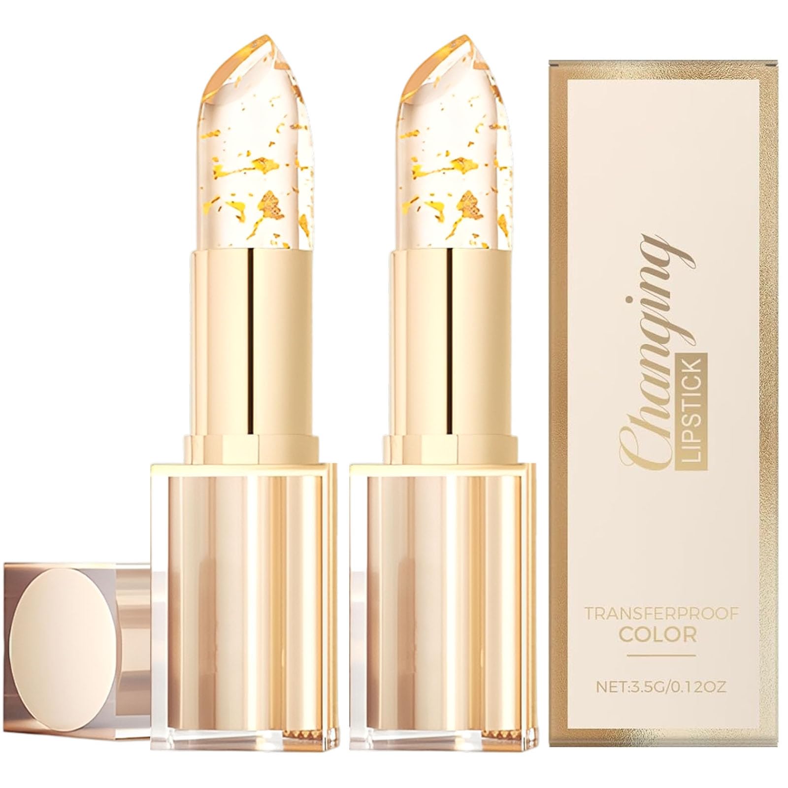 YOTOCK color-changing lipstick 2-pack in a gold tube for on-the-go touch-ups.