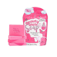 Close-up of You Glow Babe Beauty White Soap Bars texture.