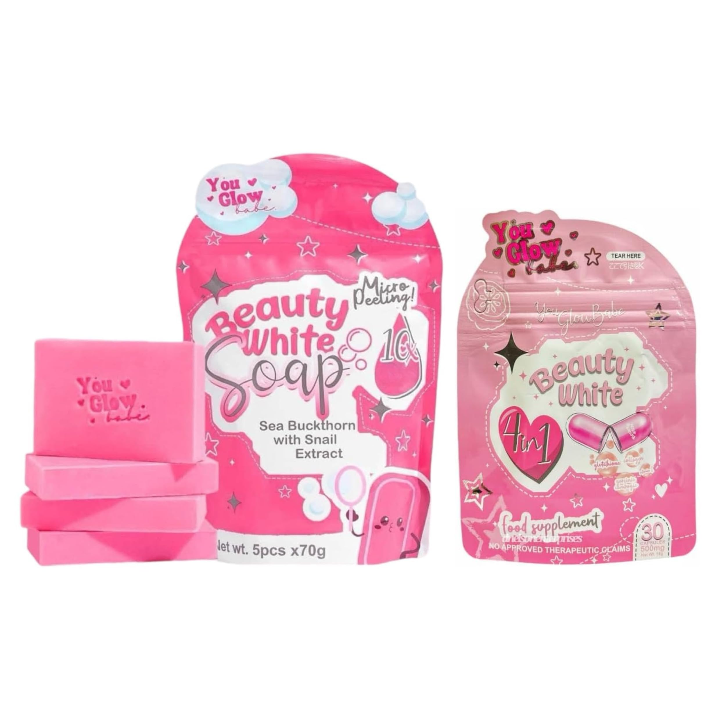 You Glow Babe Beauty White Soap Bars bundle for daily cleansing ritual.
