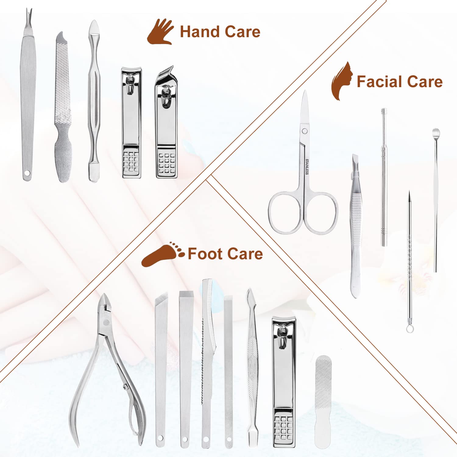 Yougai travel case open shows complete manicure kit