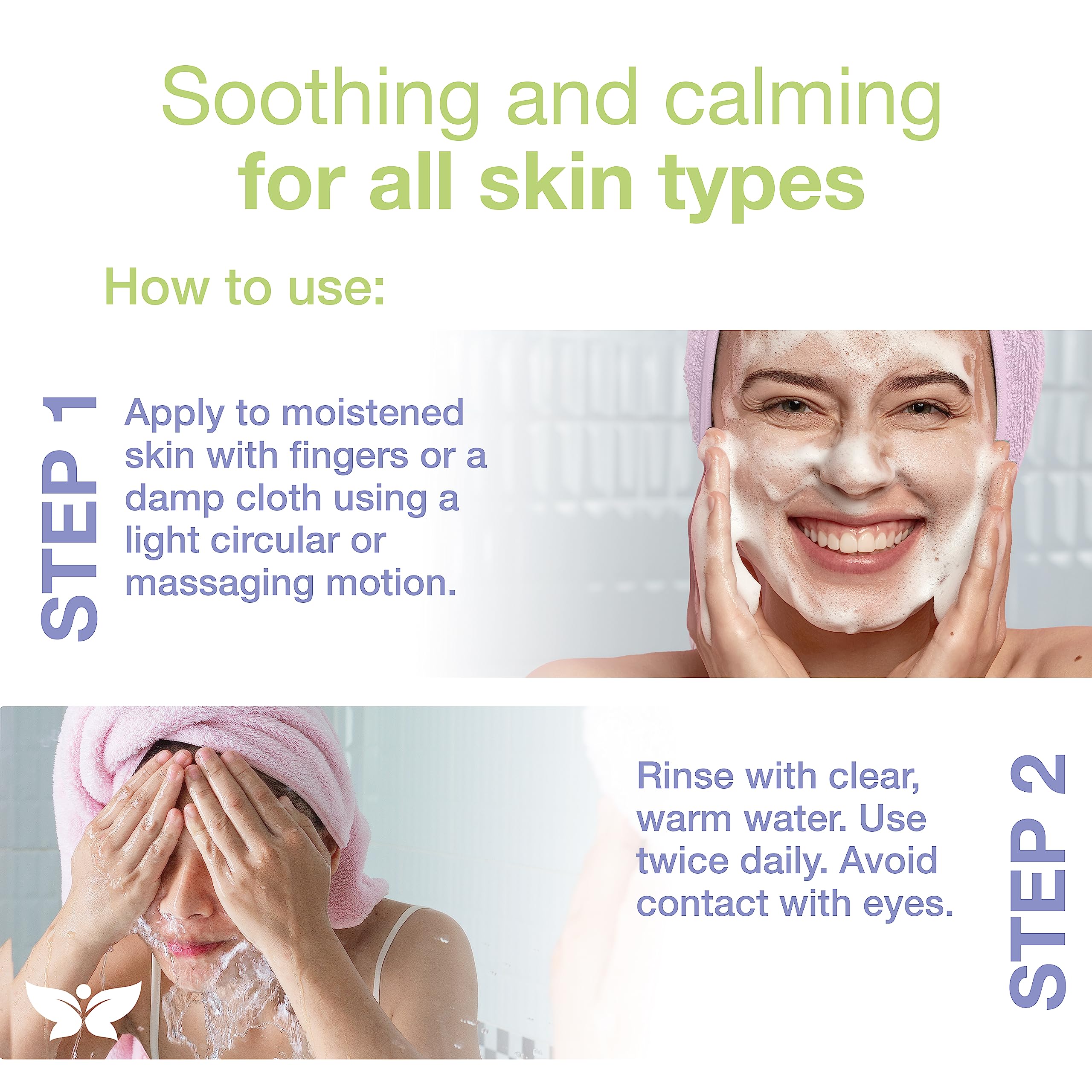 YOUN Beauty Green Tea Cleanser application on damp skin for gentle cleansing