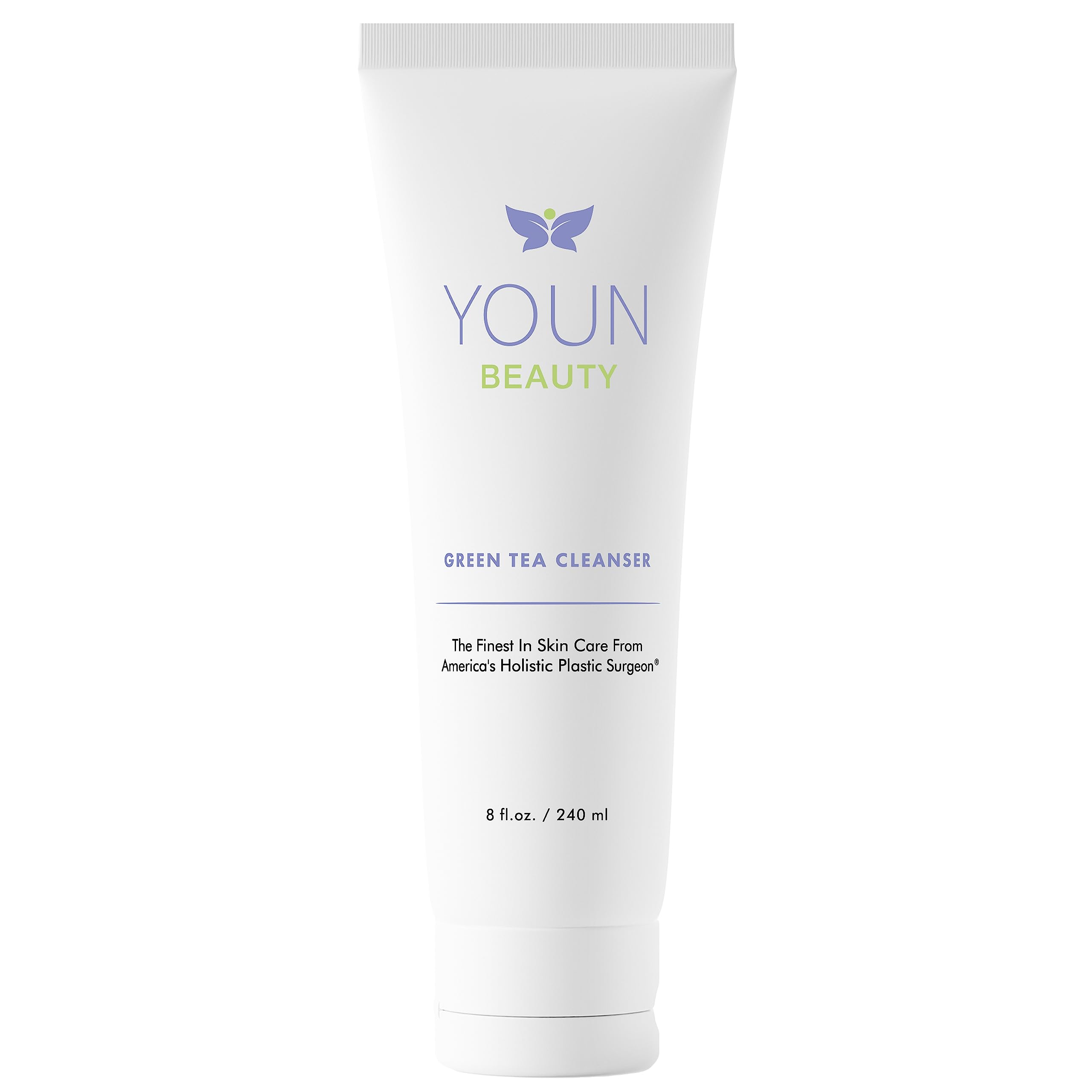 YOUN Beauty Green Tea Cleanser bottle highlights a hydrating daily formula