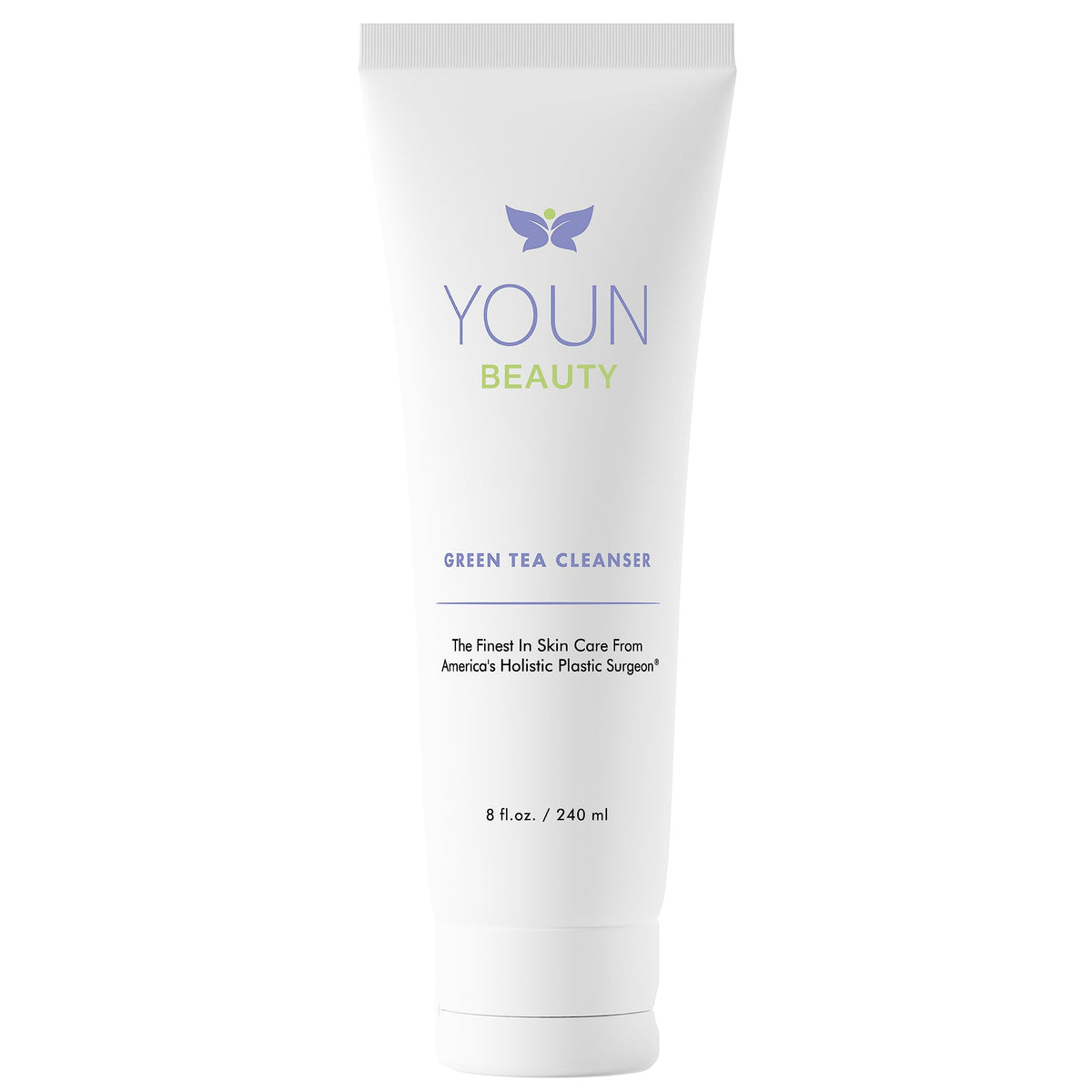 YOUN Beauty Green Tea Cleanser bottle highlights a hydrating daily formula