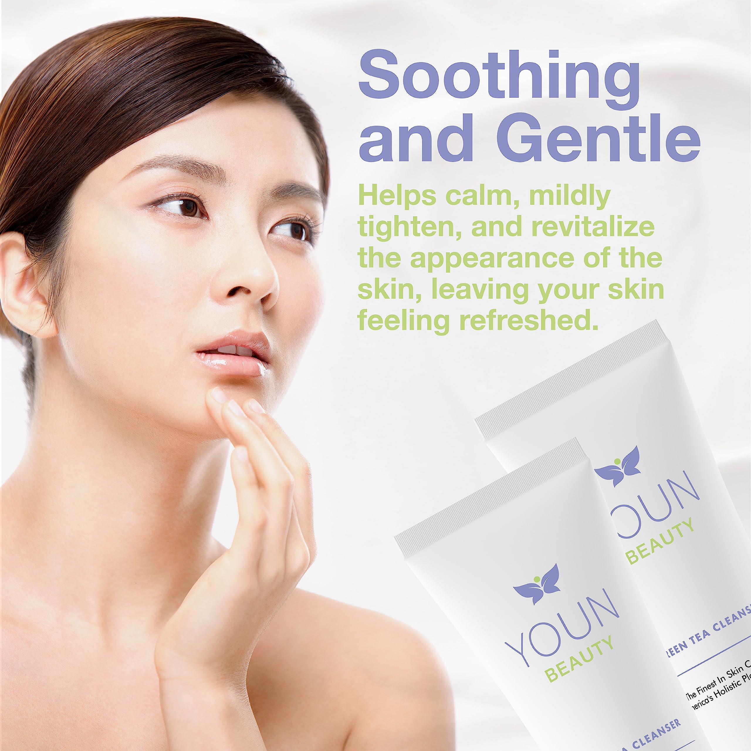 YOUN Beauty Green Tea Cleanser with Cucumber soothes and calms the skin
