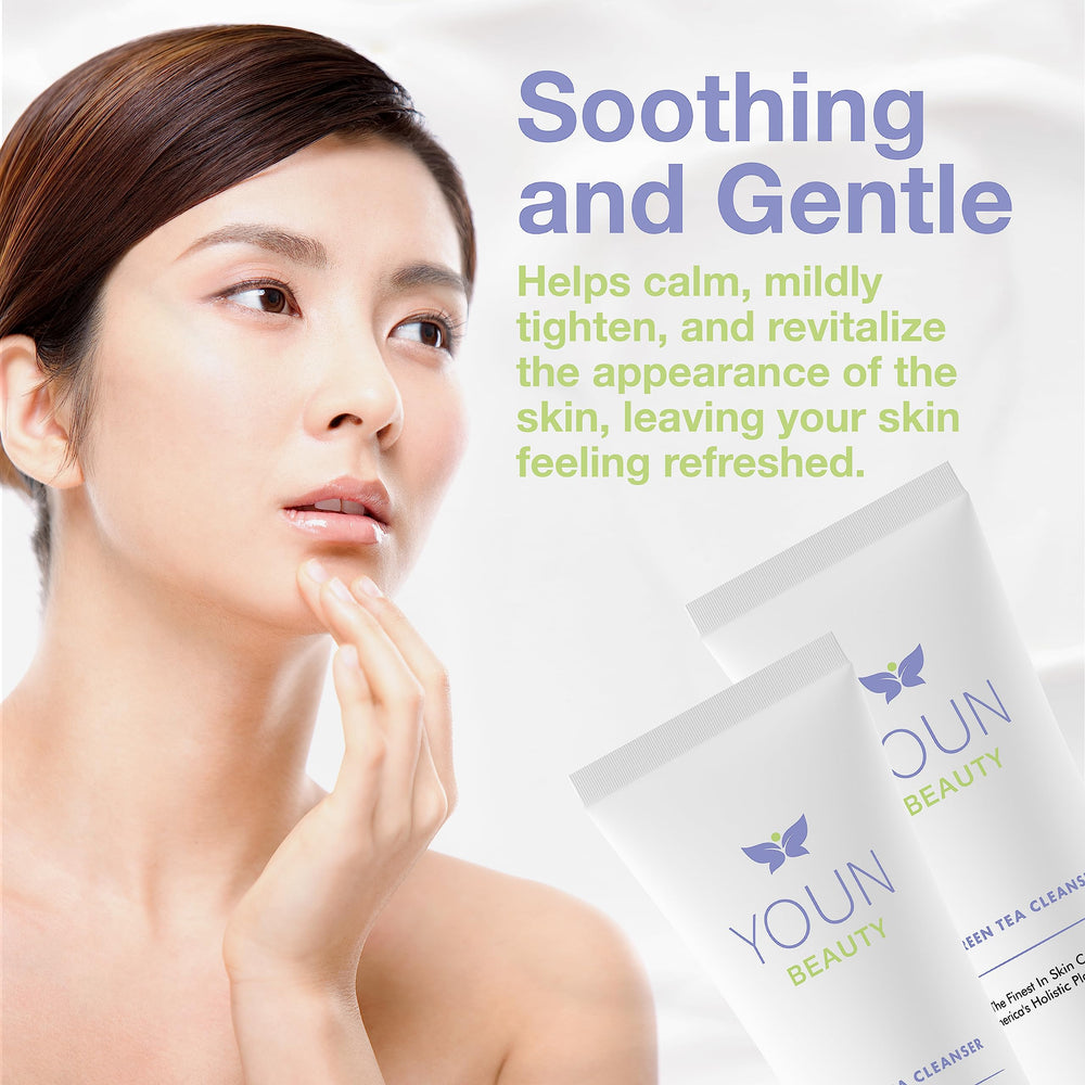 YOUN Beauty Green Tea Cleanser with Cucumber soothes and calms the skin