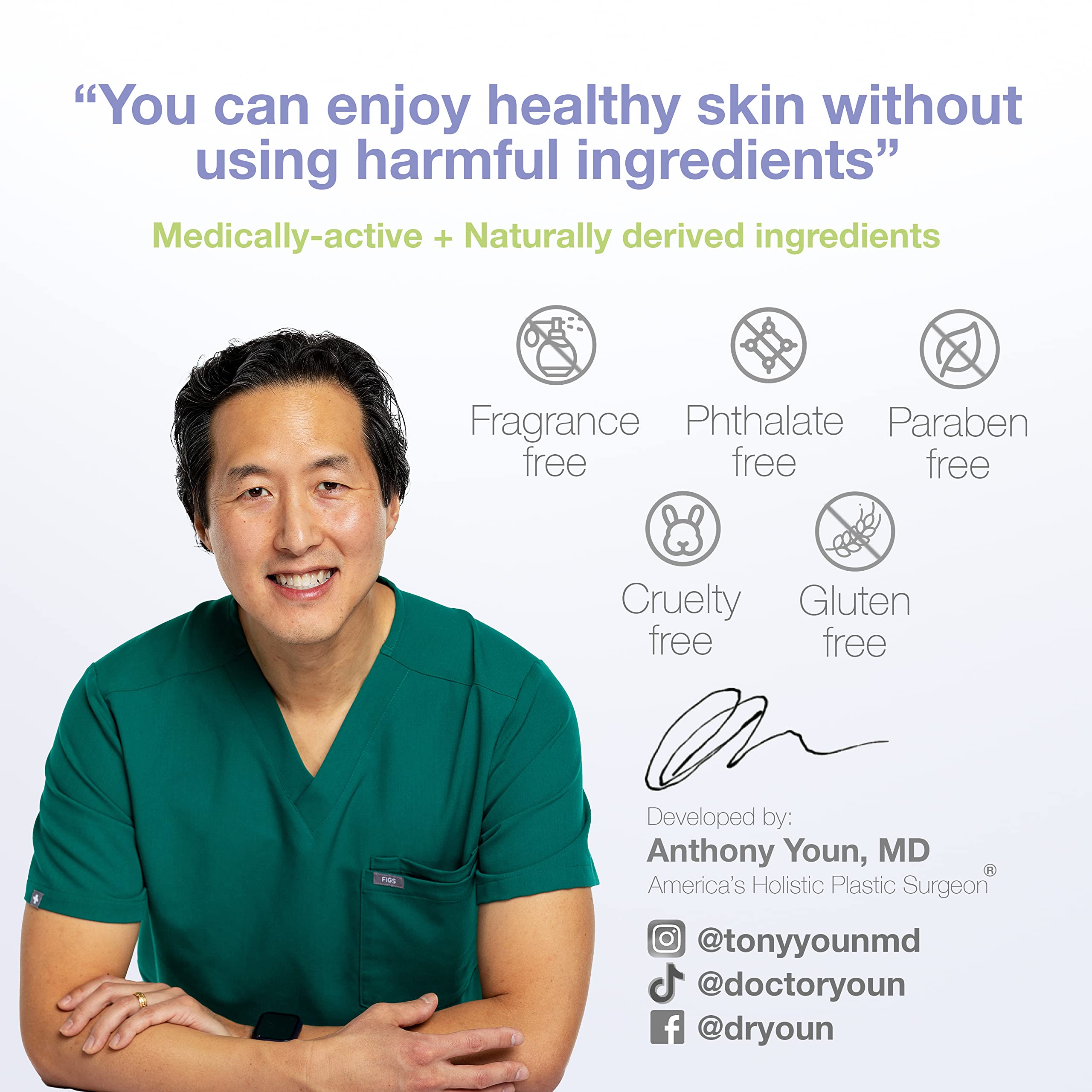 YOUN Beauty Green Tea Cleanser ingredients close-up emphasizing green tea and Aloe Vera