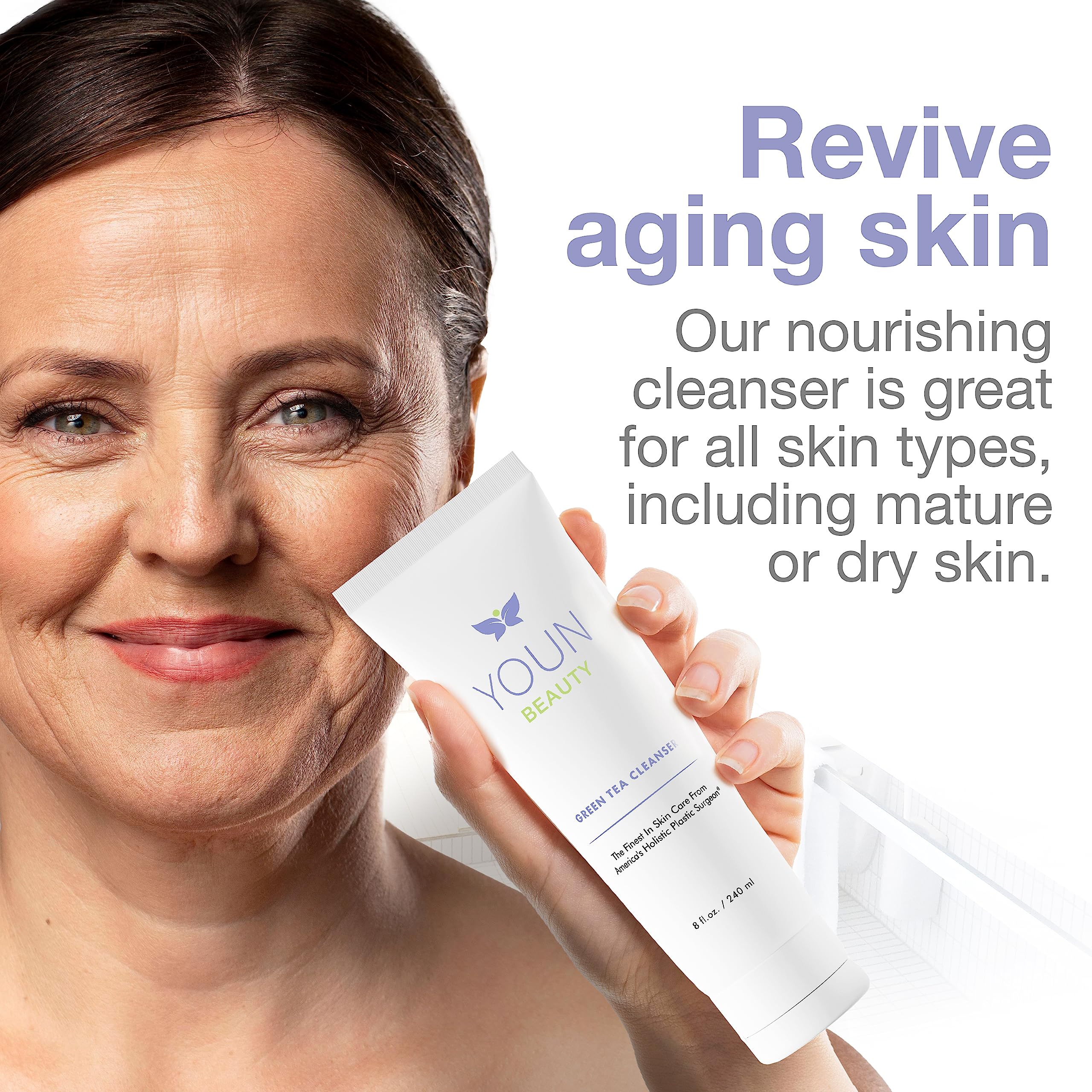 YOUN Beauty Green Tea Cleanser pump cap enables easy daily use
