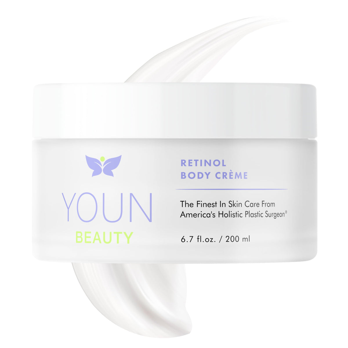 YOUN Beauty Retinol Body Creme bottle shown with premium packaging and hydration benefits