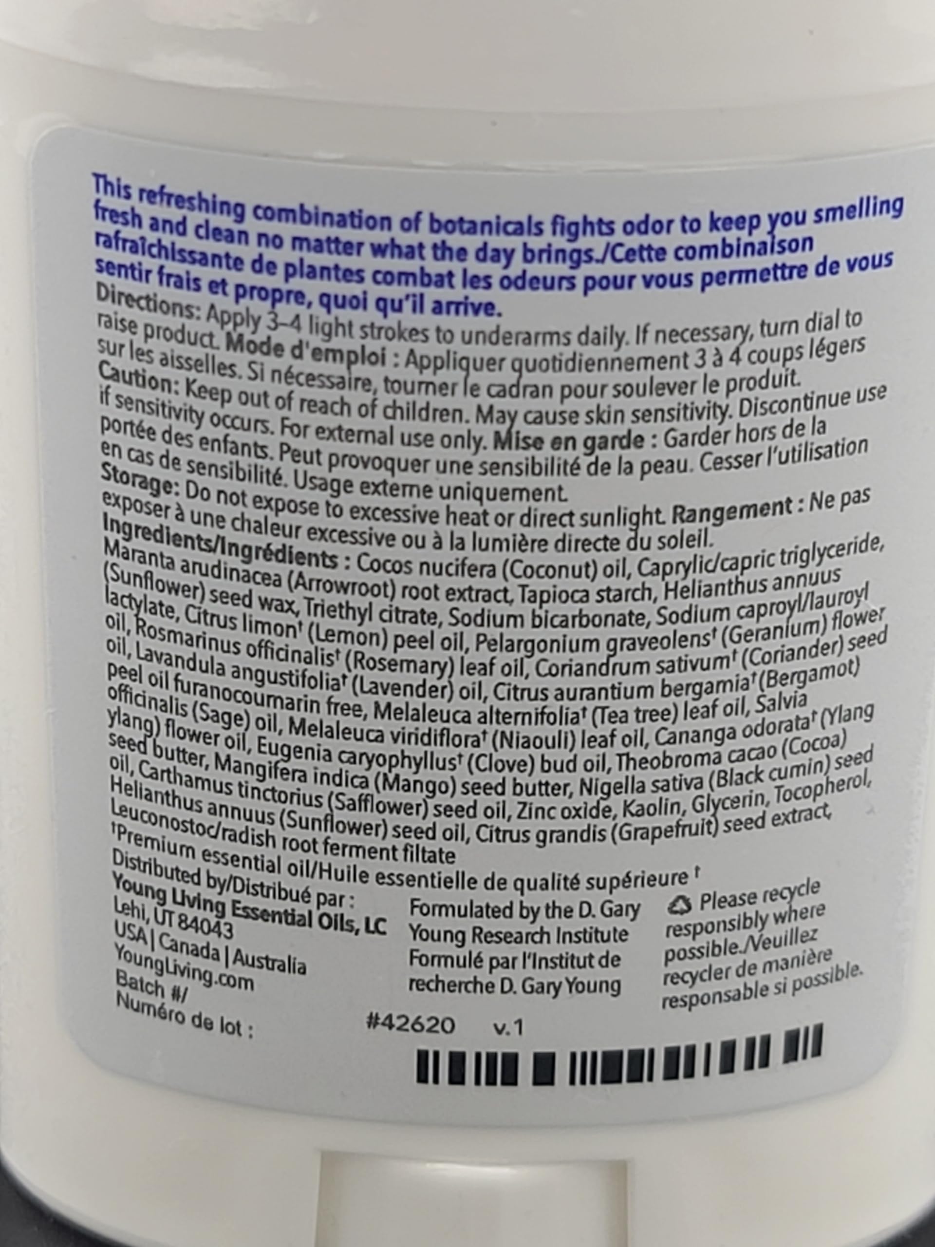 Young Living AromaGuard Meadow Mist deodorant texture swatch for smooth application