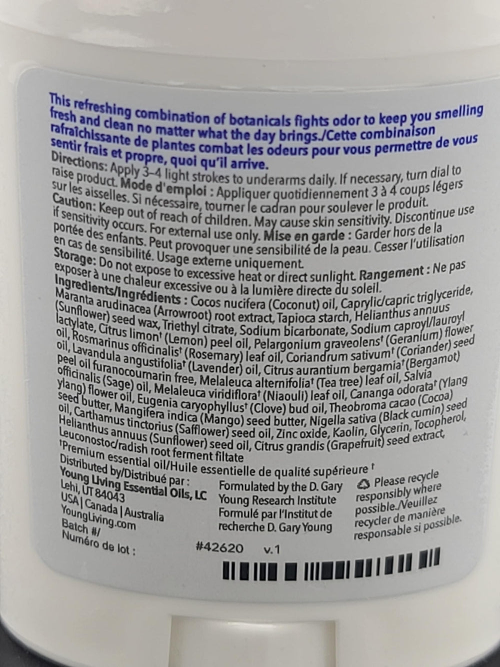 Young Living AromaGuard Meadow Mist deodorant texture swatch for smooth application