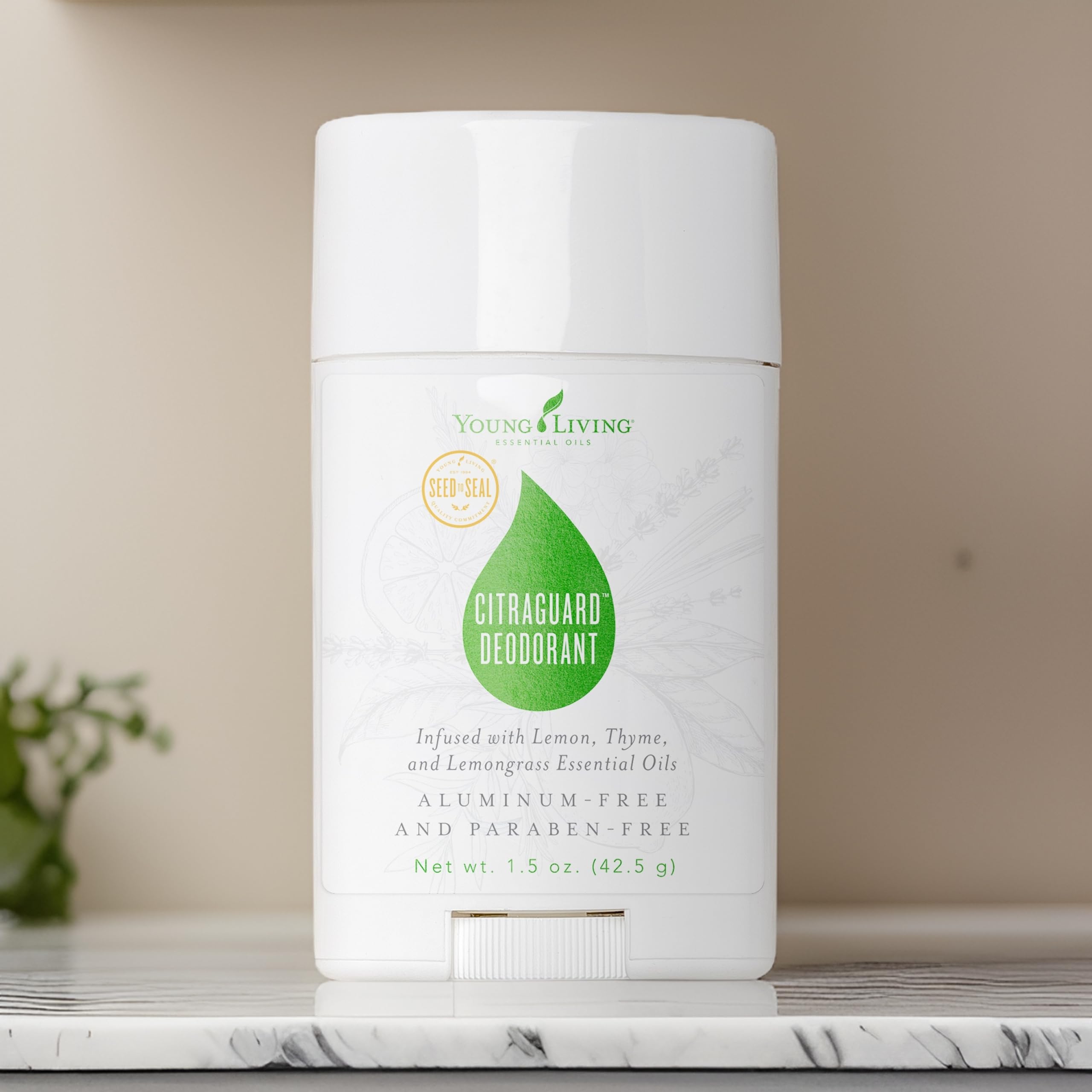 Young Living CitraGuard deodorant on skin illustrating comfortable daily wear.