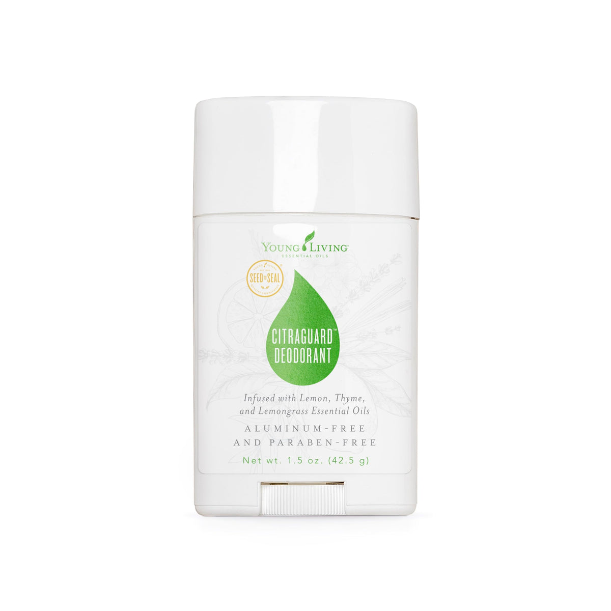 Young Living CitraGuard deodorant bottle close-up showing natural odor protection.
