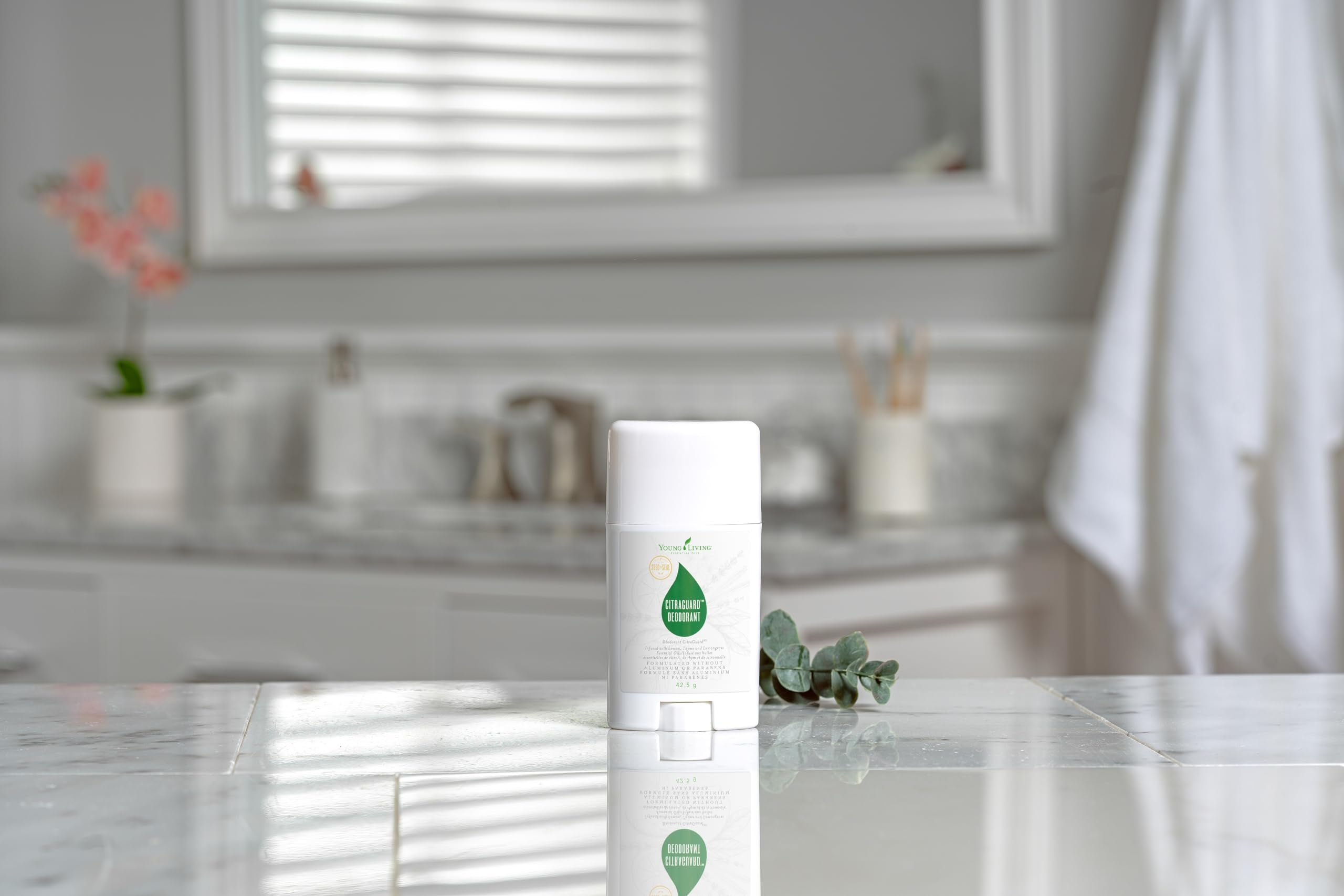 Young Living CitraGuard deodorant ingredient panel highlights plant-based formula.