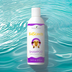 Young Living KidScents Shampoo applied with scalp massage demonstrates scalp conditioning.