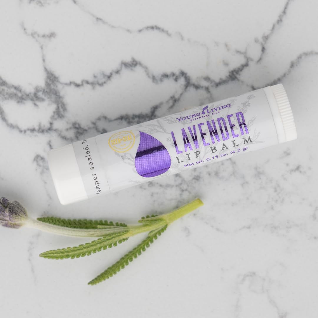 Young Living Lavender Lip Balm texture close-up reveals creamy, hydrating consistency.