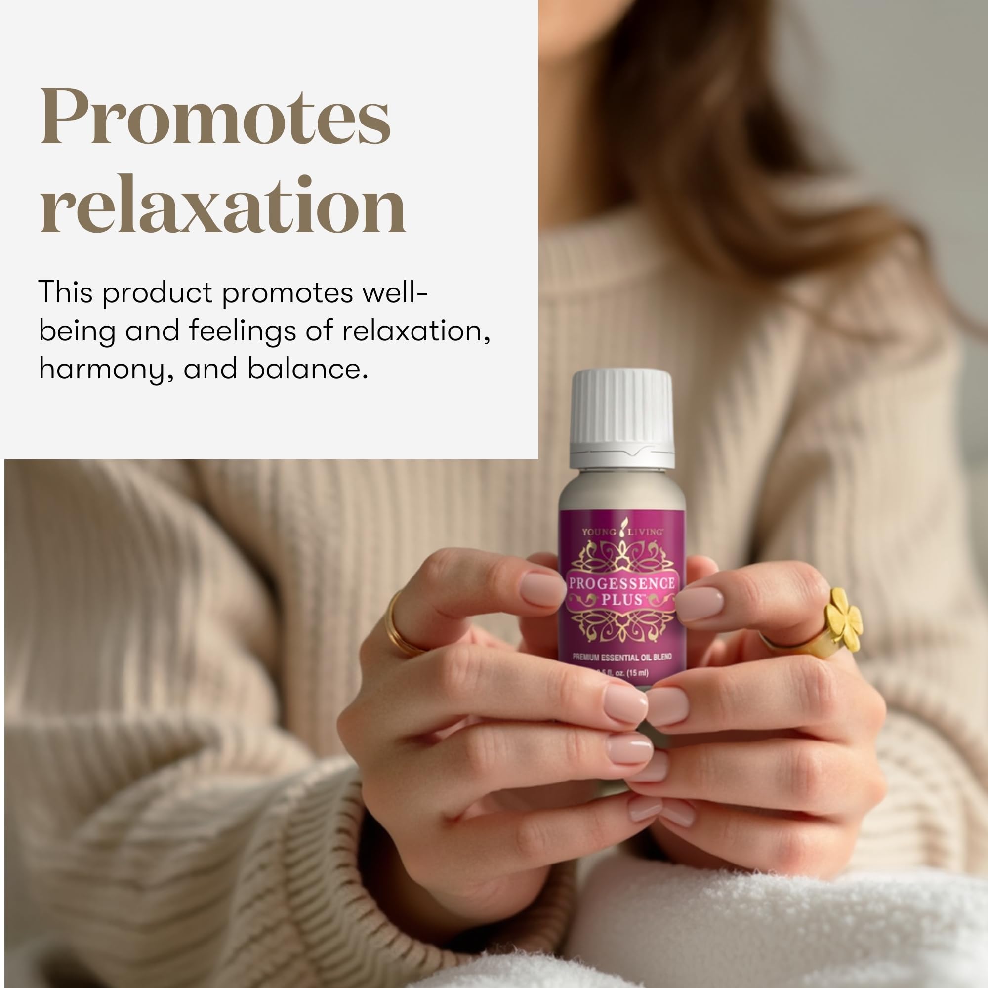 Progressence Serum ingredients with frankincense, bergamot, and clove for calming ambiance.