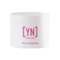 Young Nails crystal-clear cover powder for flawless acrylic coverage with a natural look.