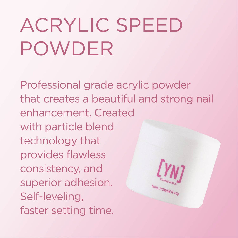 Young Nails Acrylic Speed Powder shows smooth, flawless application with superior adhesion.