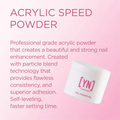 Closeup of Young Nails Acrylic Speed Powder pink 85g showing fine particles for self-leveling results