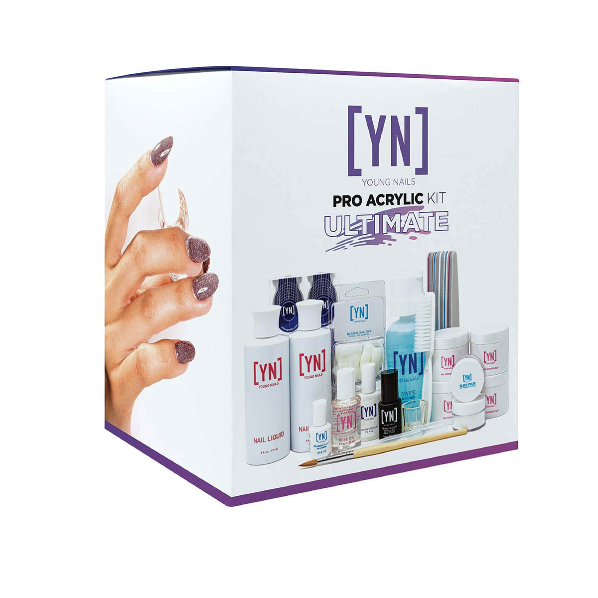 Young Nails Ultimate Pro Kit close-up of nail polish bottles with salon-style color options.