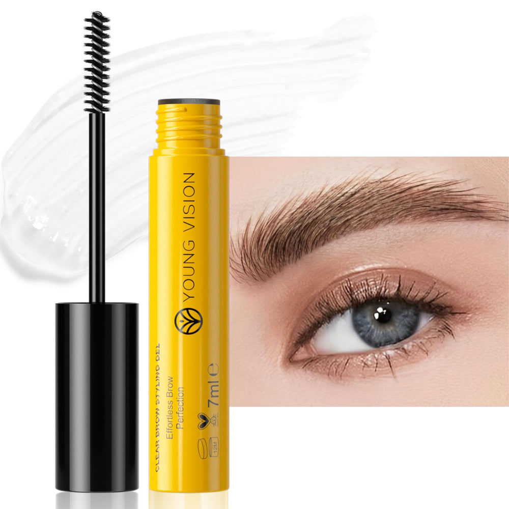 YOUNG VISION Eyebrow Gel packaging close-up highlighting durable hold