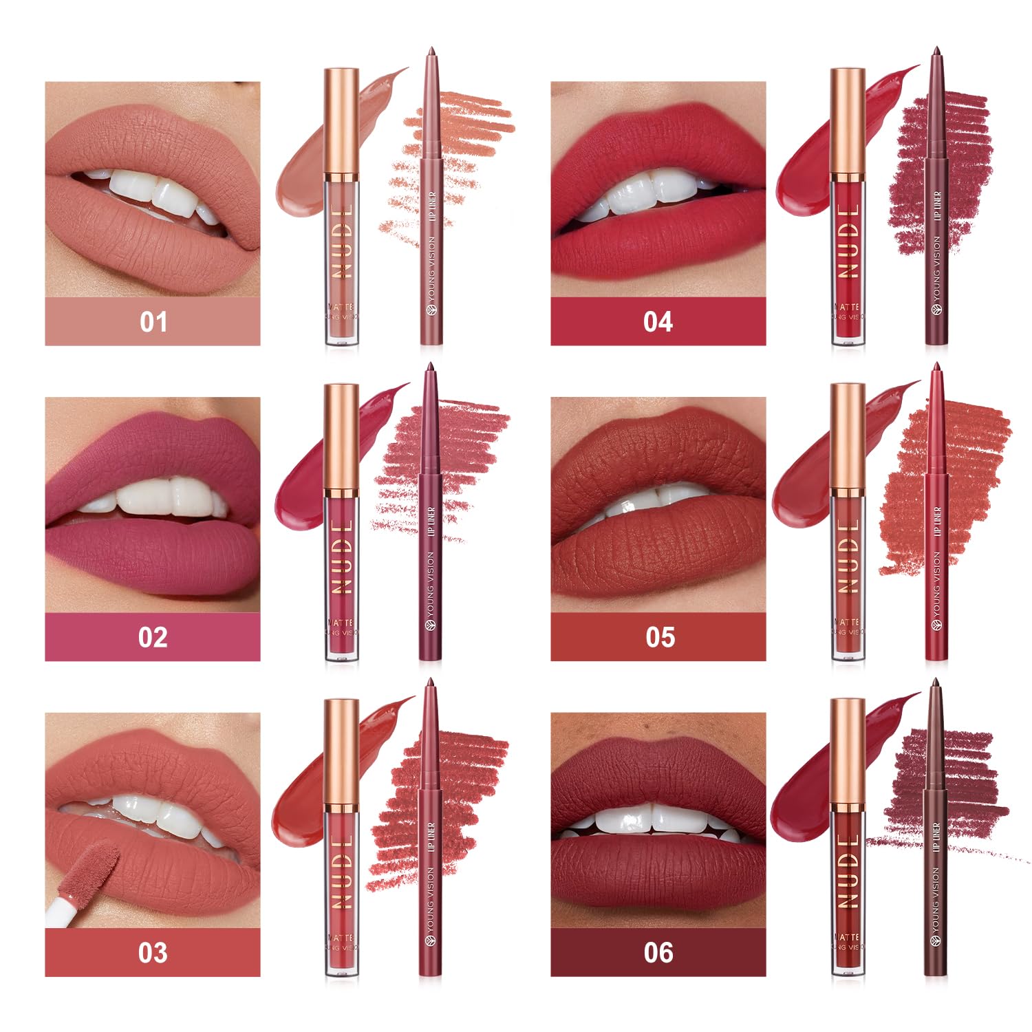 Young Vision lip liner precision edge creates a clean lip contour.