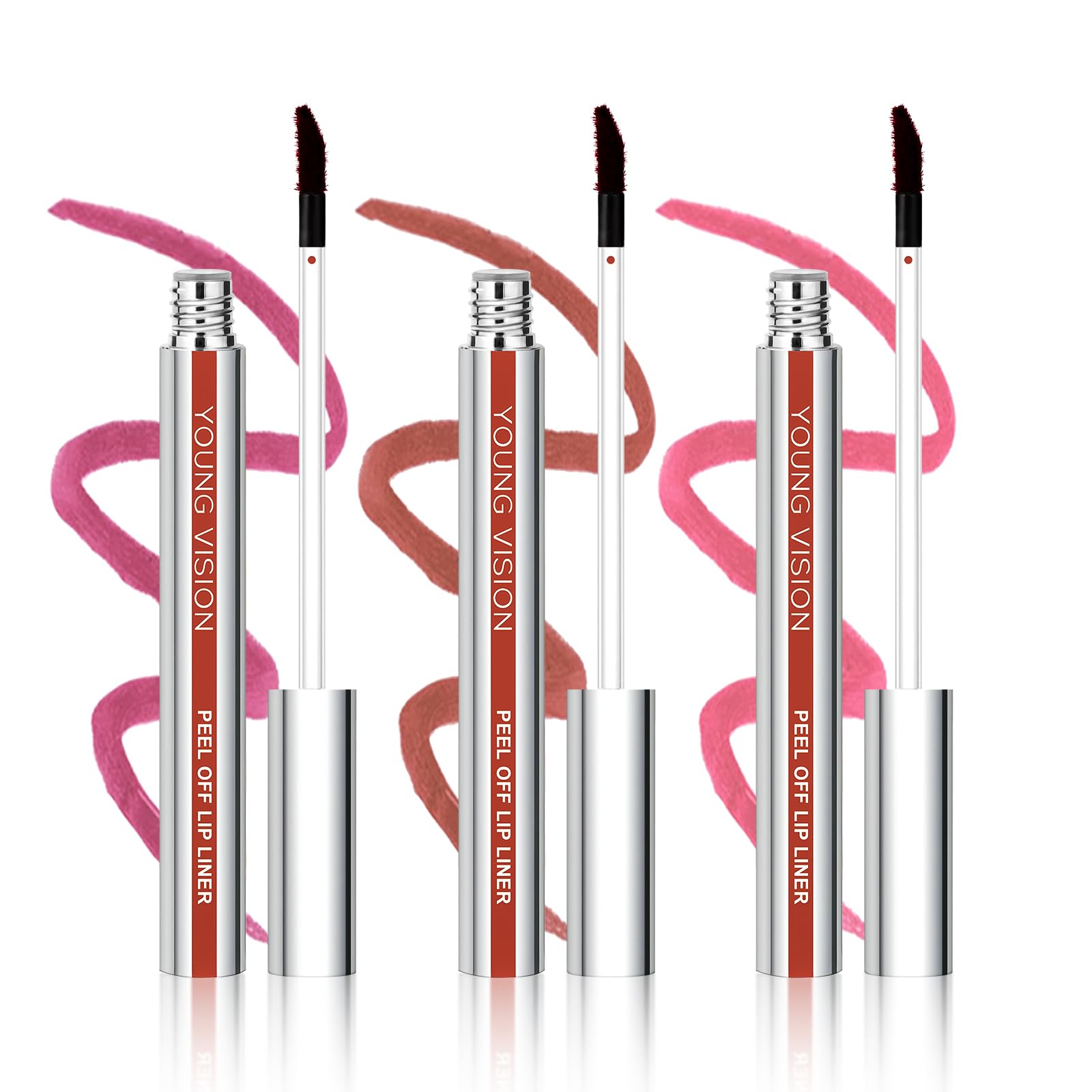 YOUNG VISION peel-off lip liner set packaging shown for gifting and storage.