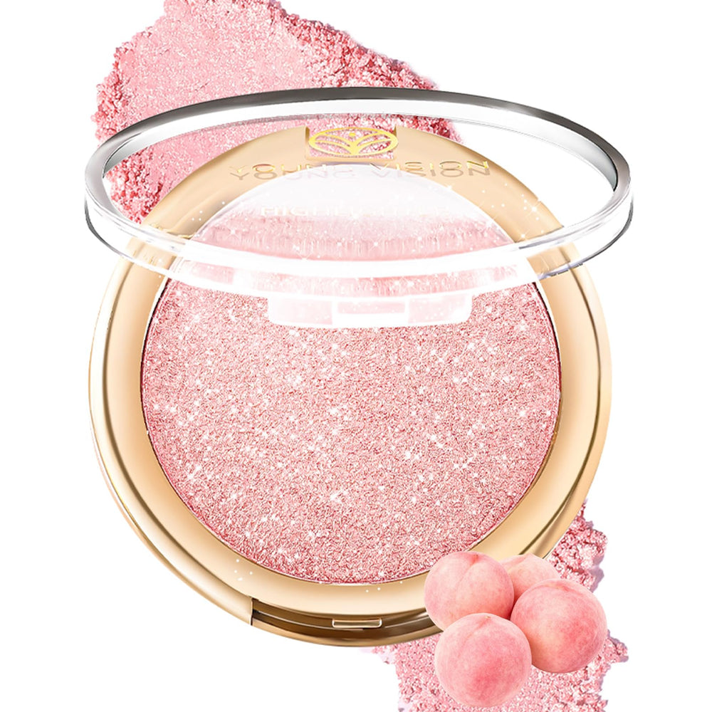 YOUNG VISION pressed powder highlighter delivers a 3D glow with ultra-fine particles.