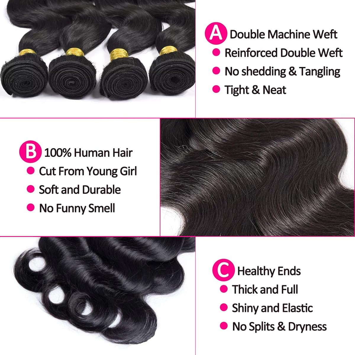 Youngirl body wave 20-inch bundles for full-bodied movement and shine.