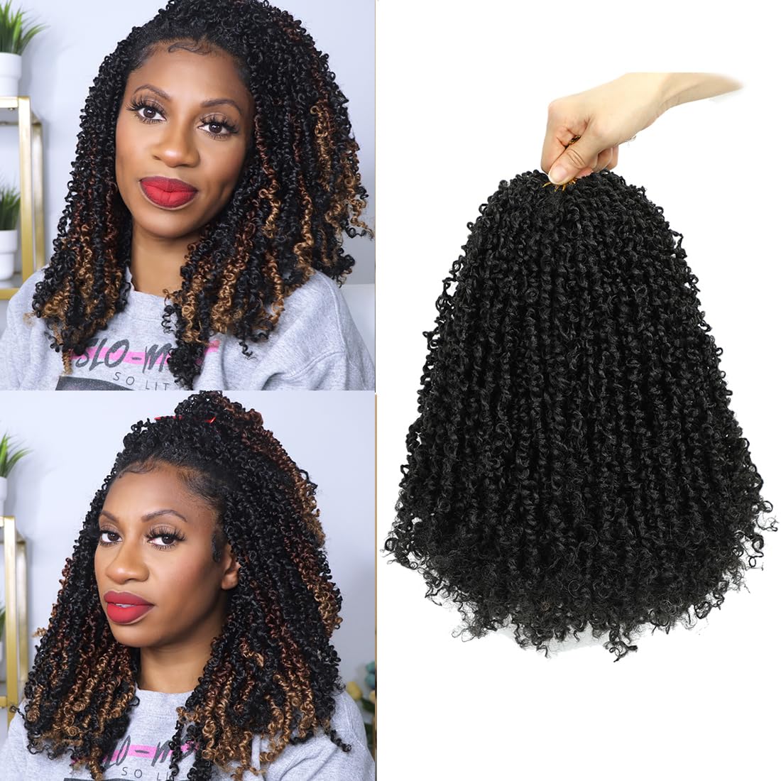 Youngther Yanky Twist crochet hair 12-inch pack close-up showing soft fibers for a natural look.