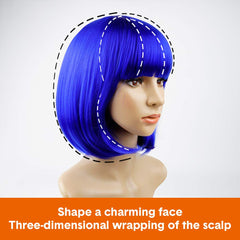 YOUNIGA blue bob wig soft synthetic fiber that moves naturally