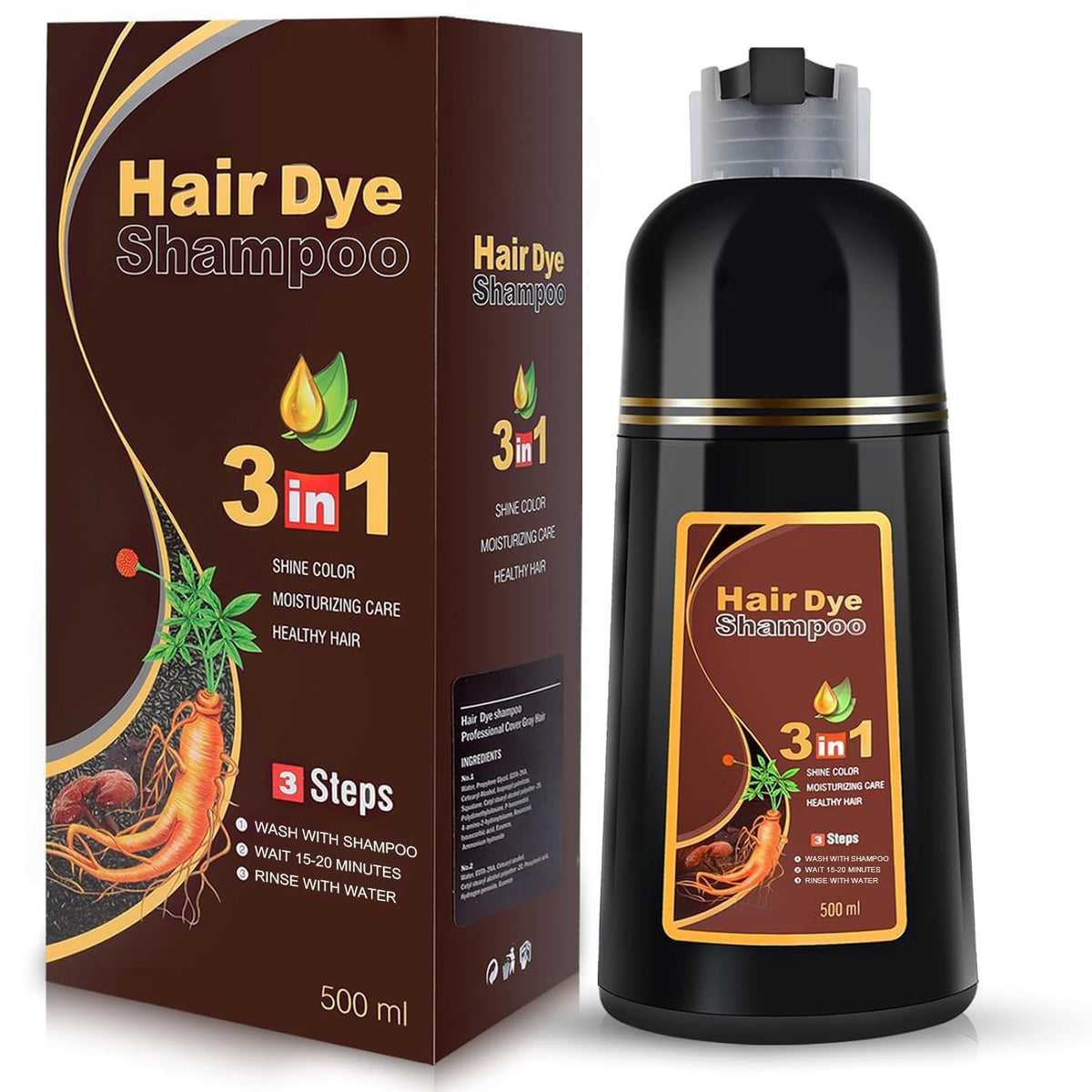 YOURTONE brown hair dye shampoo bottle for at-home color and scalp hydration