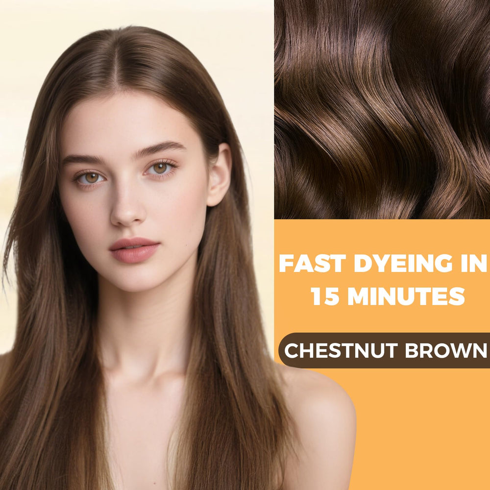 YOURTONE Chestnut Brown hair dye shampoo color coverage on fragile hair