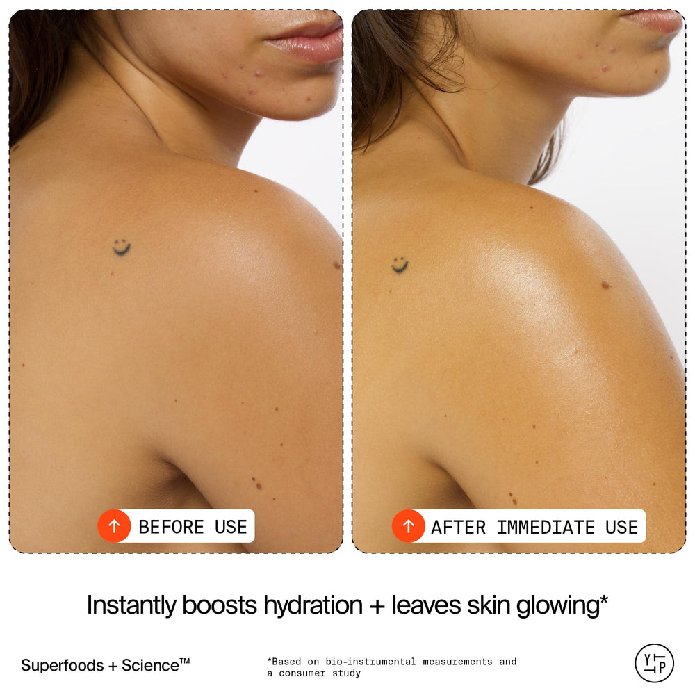 Applying Youth To The People butter on damp skin for quick absorption and hydration.