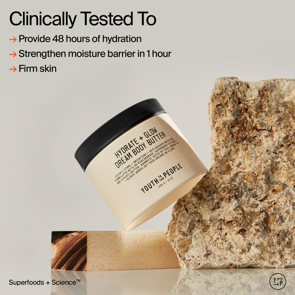 Travel-sized Youth To The People butter fits on-the-go self-care routines.