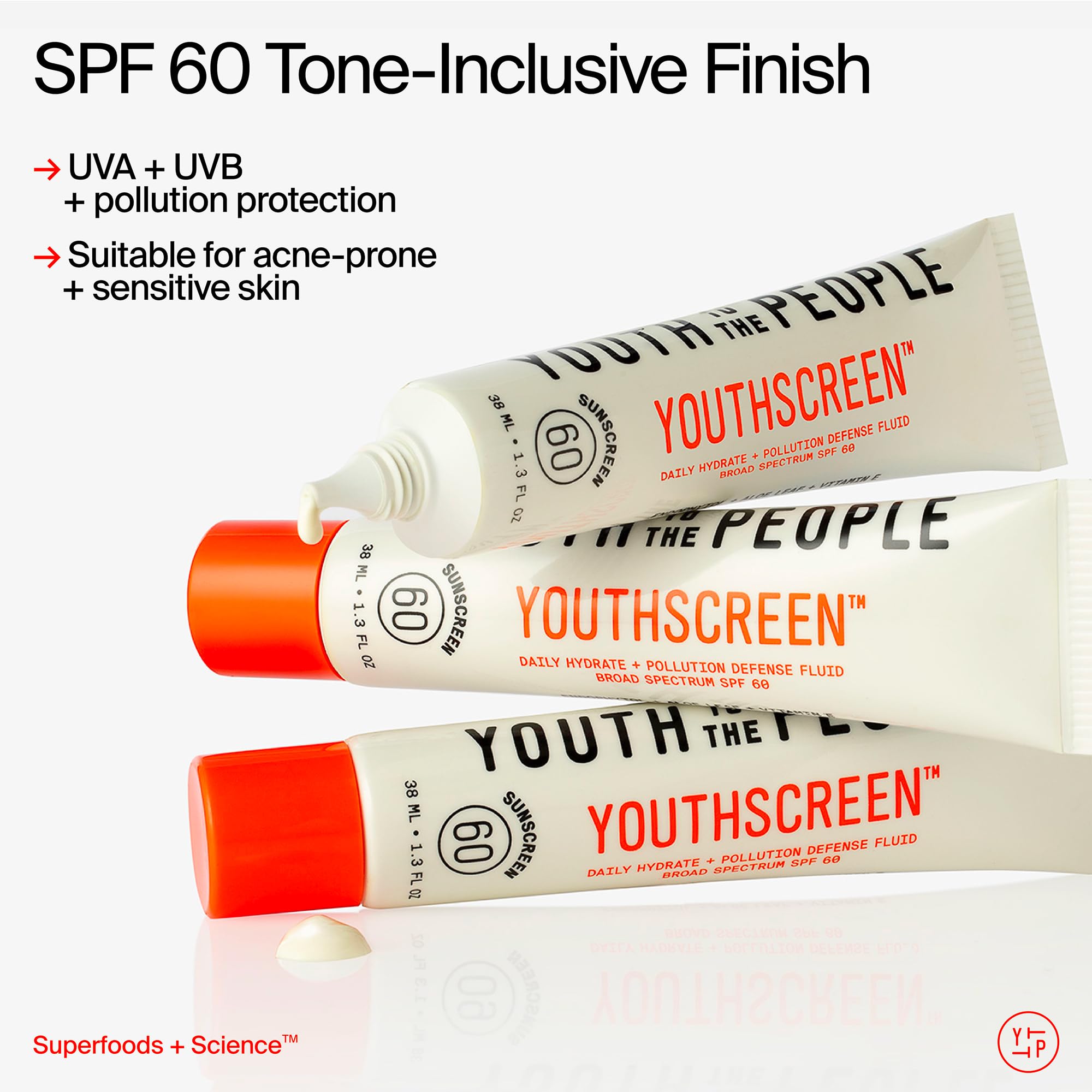 Youth To The People Youthscreen sunscreen no white cast on skin.