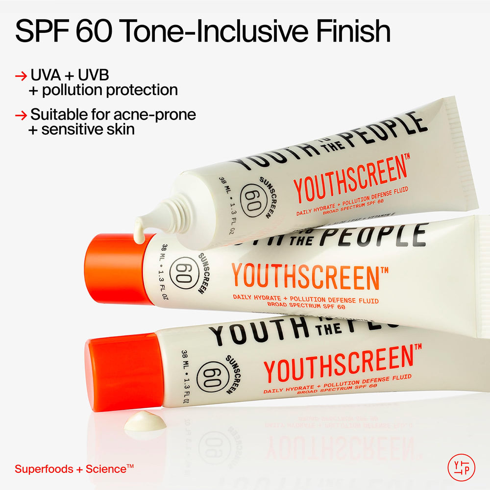 Youth To The People Youthscreen sunscreen no white cast on skin.