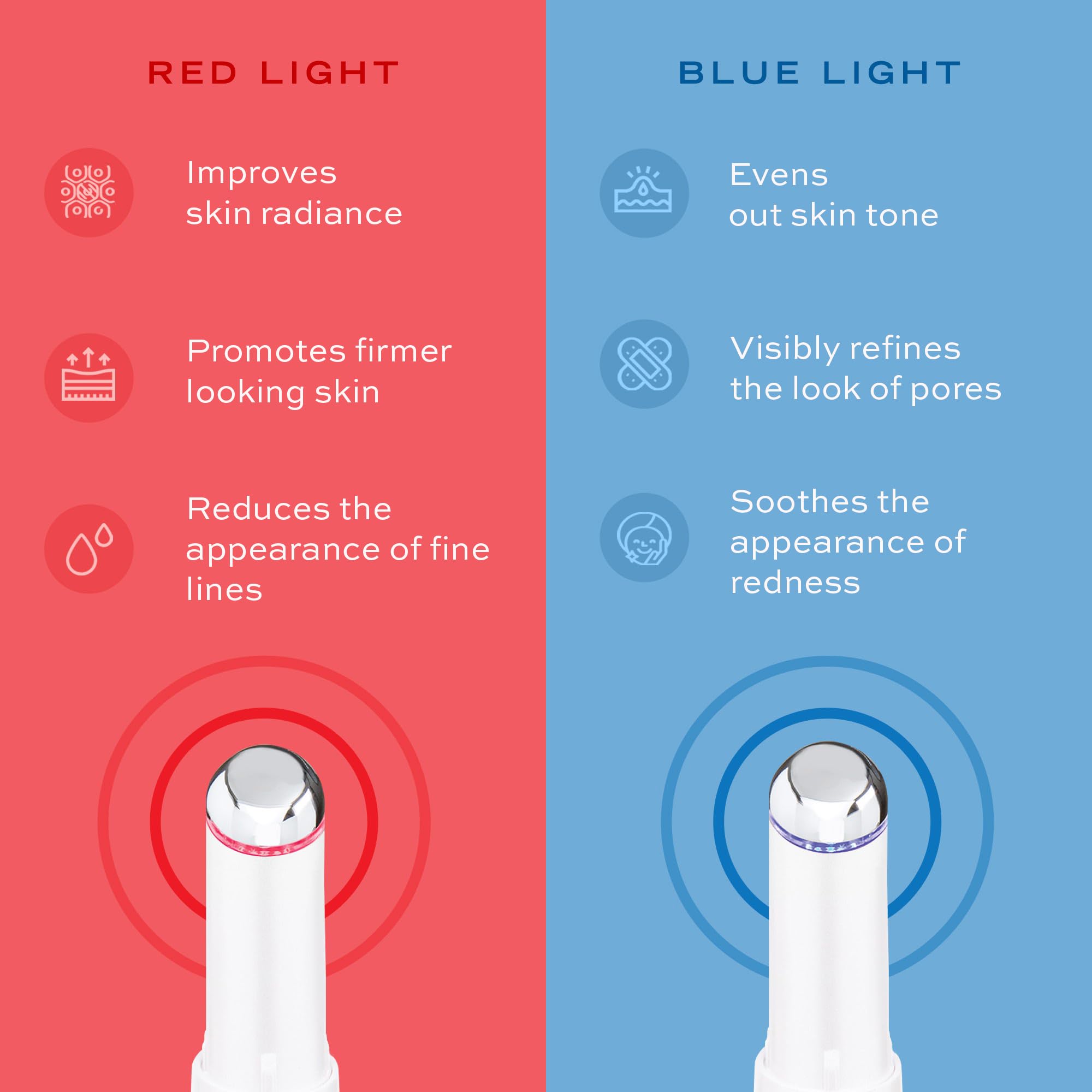 YOUTHLUX Eye & Face Wand LED glow modes brighten the under-eye area