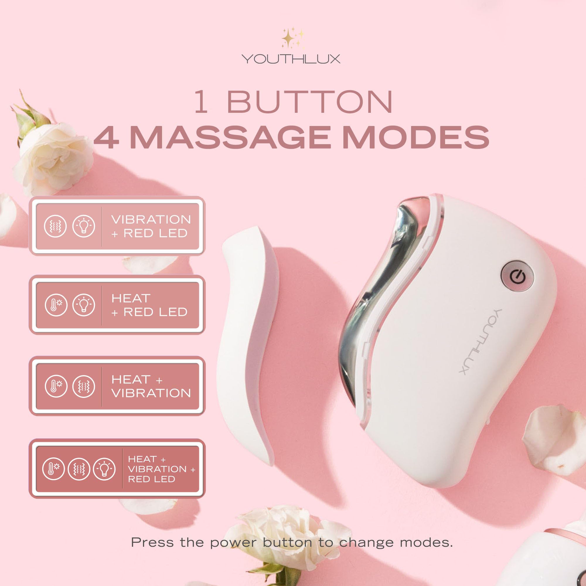 YOUTHLUX ProSculpt ergonomic contoured design gliding along jawline and cheekbones.