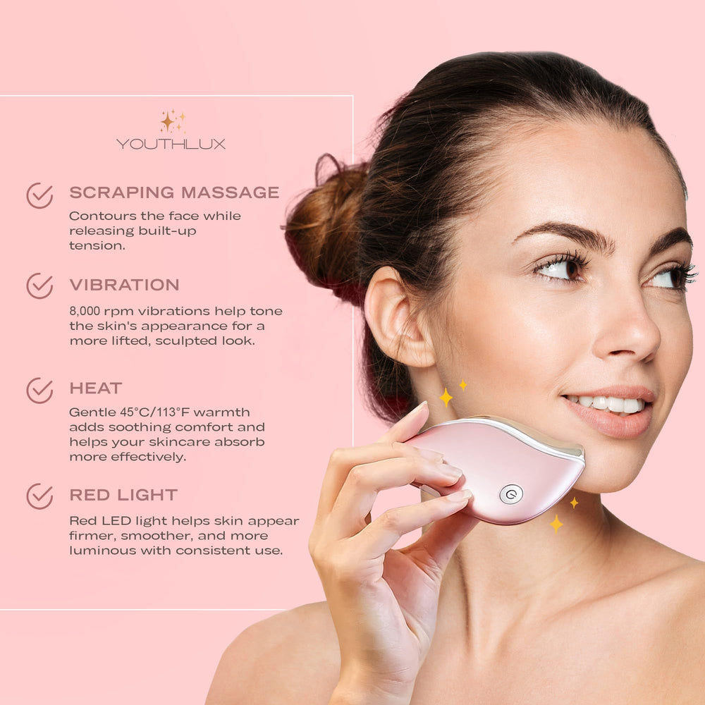 YOUTHLUX ProSculpt red LED light promoting a radiant glow during use.