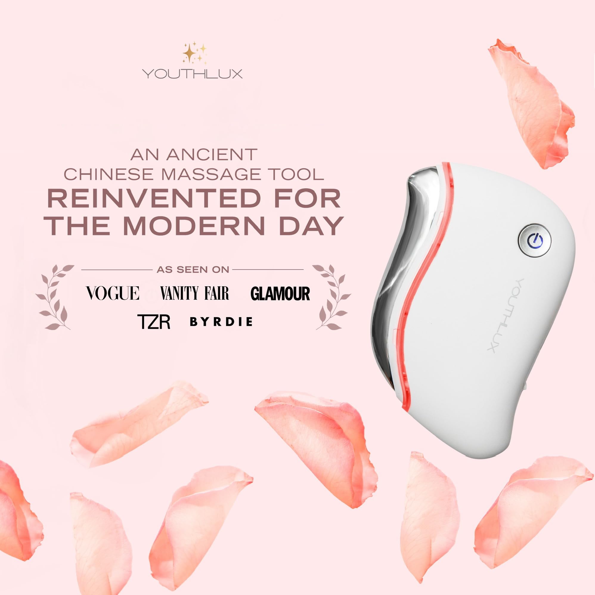 YOUTHLUX ProSculpt 8,000 rpm vibration aiding gentle facial massage and serum absorption.