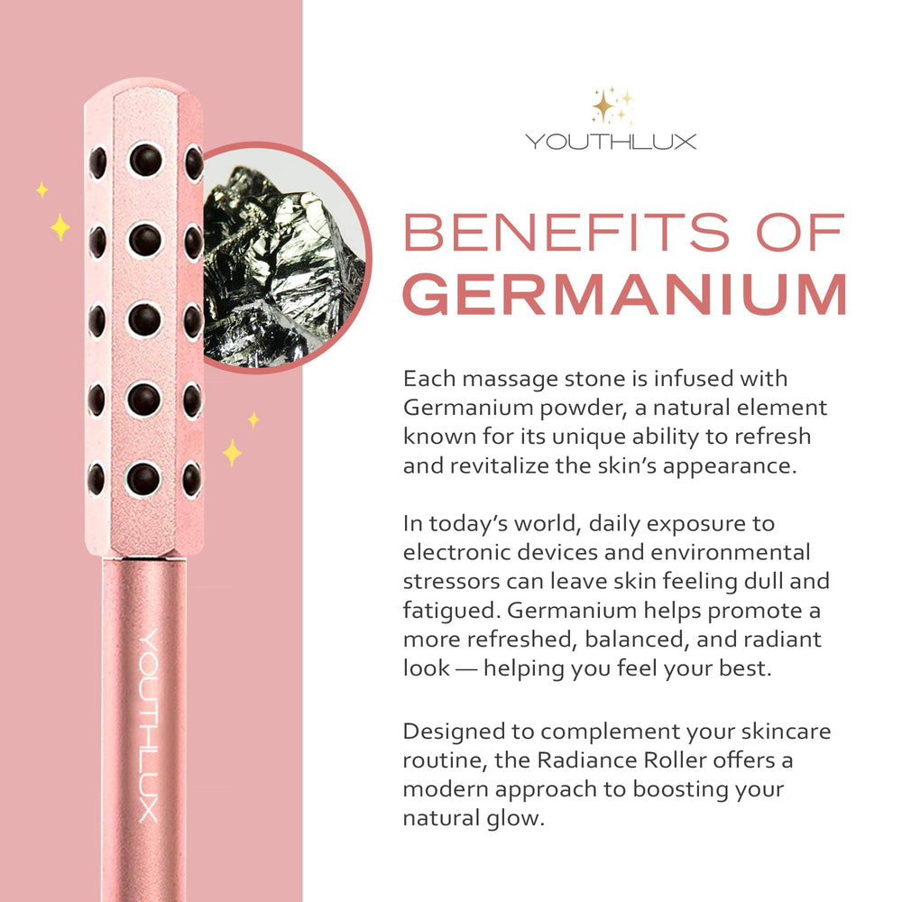 YOUTHLUX Radiance Roller enhances absorption of skincare products.