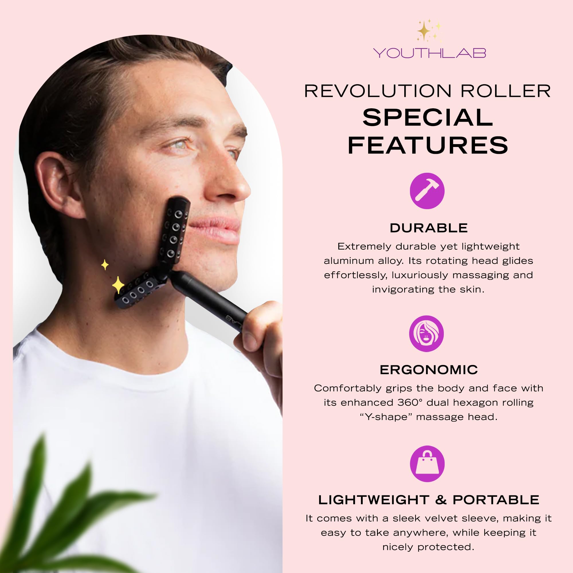 Youthlux Revolution Roller compact ergonomic design for easy daily use.